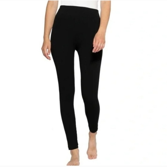 New! Catherine Malandrino Leggings 2 Pack Fleece Lined Size Medium Black Grey - Picture 7 of 8